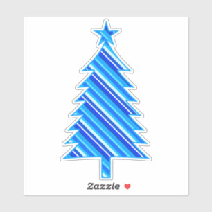Blue and Turquoise Stripes Christmas Tree