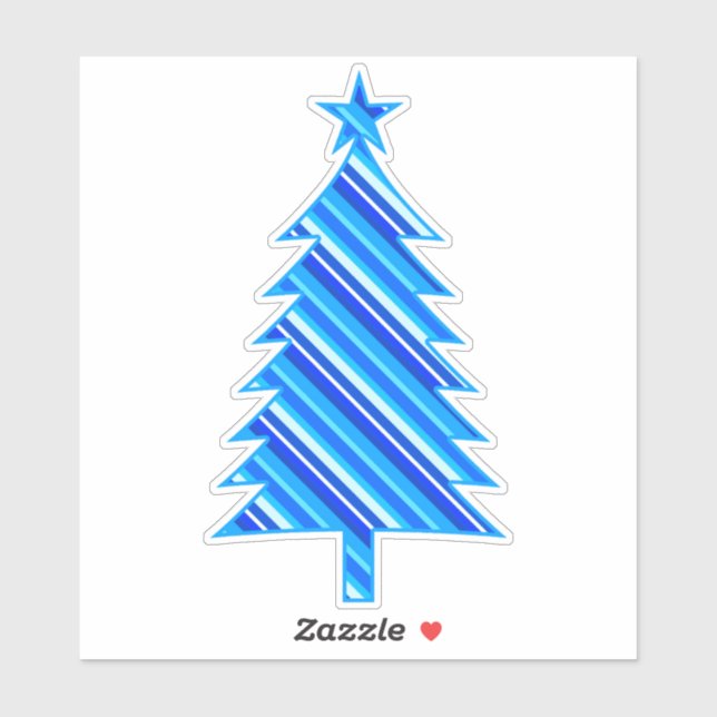 Blue and Turquoise Stripes Christmas Tree (Sheet)