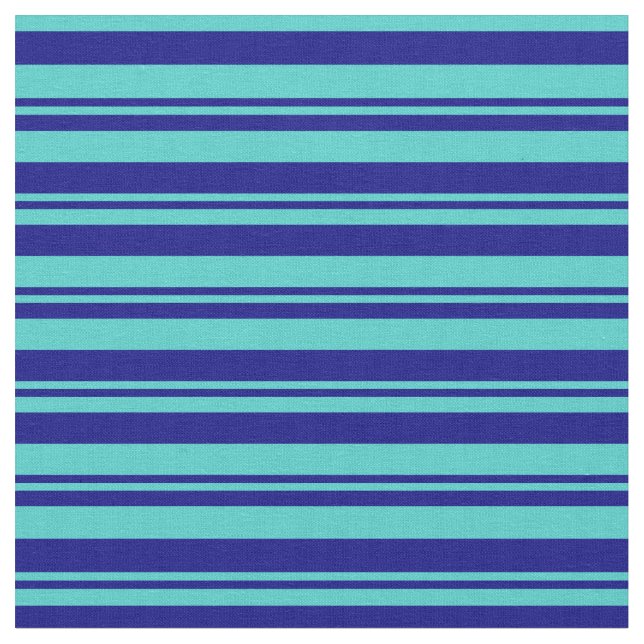 Blue and Turquoise Stripes/Lines Pattern Fabric (Close Up)