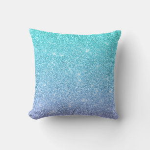 Blue And Violet Ombre Glittered Textured Cushion