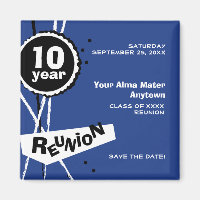 Blue and White 10 Year Class Reunion Magnet