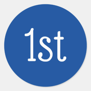  Blue and White 1st First Place Winner Award Classic Round Sticker