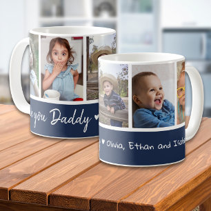 Blue And White 5 Photo Collage Love You Daddy Coffee Mug