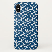 Blue And White Abstract Coral Repeating Pattern