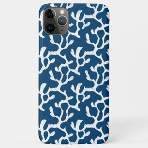 Blue And White Abstract Coral Repeating Pattern iPhone 11 Pro Max Case
