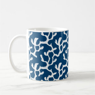 Blue And White Abstract Coral Repeating Pattern Coffee Mug