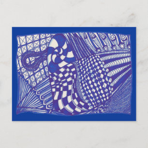 Blue and White Abstract Drawing, Postcards