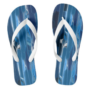 Blue and white abstract   flip flops
