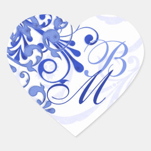 Blue and White Abstract Floral Envelope Seal