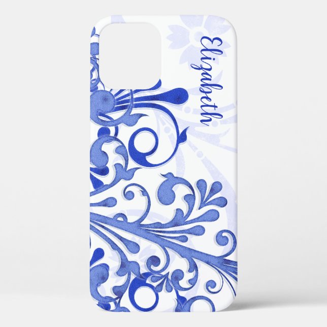 Blue and White Abstract Floral iPhone 6 case (Back)