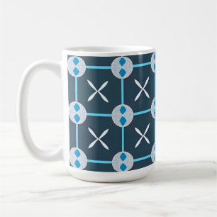 Blue and White Abstract Geometric Pattern Coffee Mug