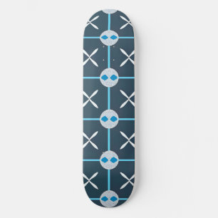 Blue and White Abstract Geometric Pattern Skateboard