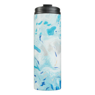 BLUE AND WHITE ABSTRACT PAINTING 3 THERMAL TUMBLER