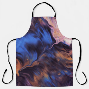 BLUE AND WHITE ABSTRACT PAINTING APRON