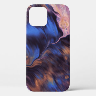 BLUE AND WHITE ABSTRACT PAINTING iPhone 12 CASE