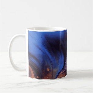 BLUE AND WHITE ABSTRACT PAINTING COFFEE MUG