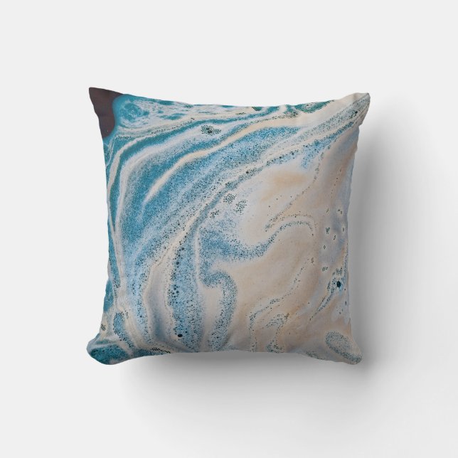 Blue and white abstract painting cushion (Front)