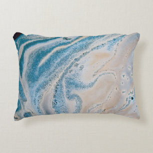 Blue and white abstract painting decorative cushion