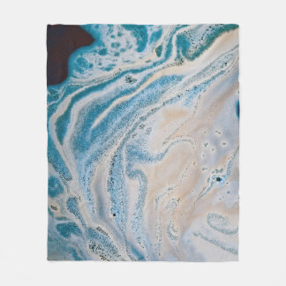 Blue and white abstract painting fleece blanket
