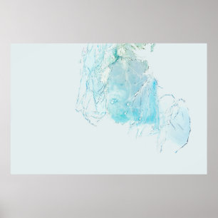 Blue and white abstract painting poster