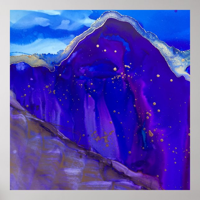 Blue and white abstract painting poster (Front)