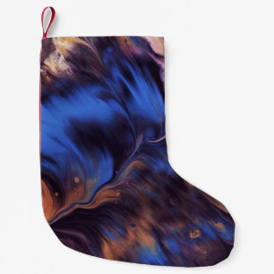 BLUE AND WHITE ABSTRACT PAINTING SMALL CHRISTMAS STOCKING