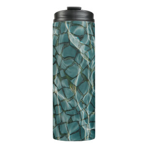 Blue and white abstract painting thermal tumbler