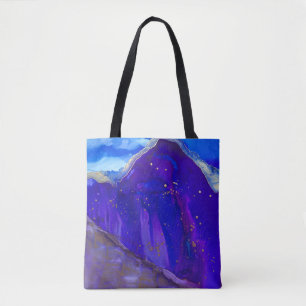 Blue and white abstract painting tote bag