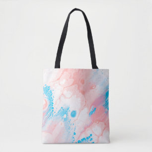 Blue and white abstract painting tote bag