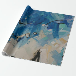 Blue and white abstract painting wrapping paper