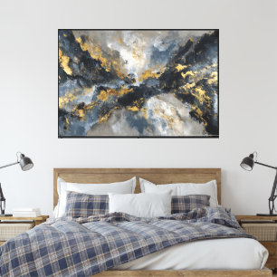 Blue and White Abstract Wall Art – Modern Minimali