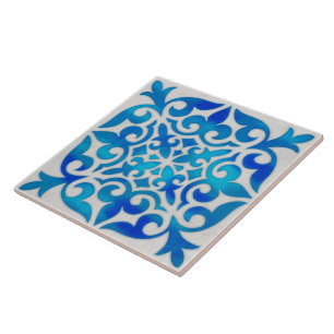 Blue and white aesthetic pattern tile