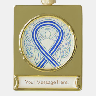 Blue and White ALS Awareness Ribbon Angel Ornament