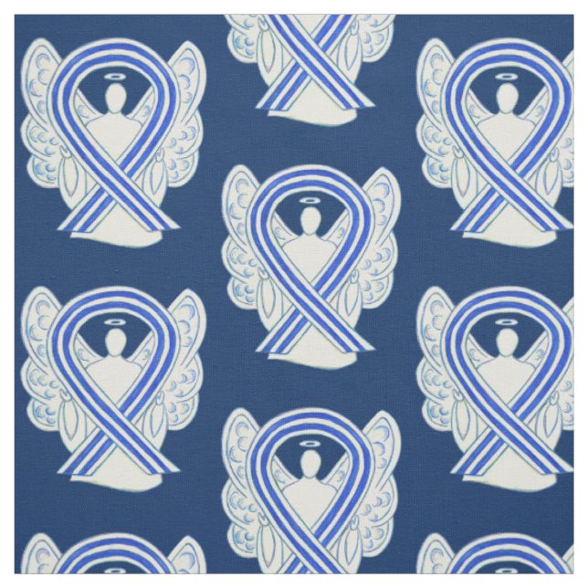 Blue and White ALS Awareness Ribbon Custom Fabric (Swatch)