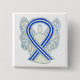 Blue and White ALS Ribbon Awareness Angel Pin