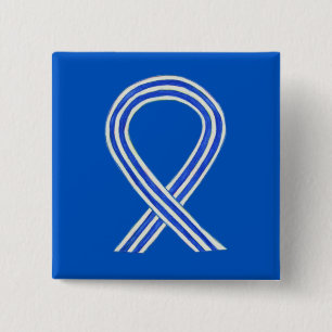 Blue and White ALS Ribbon Awareness Custom Pin