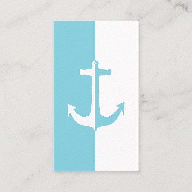 Blue and White Anchor Business Card (Front)