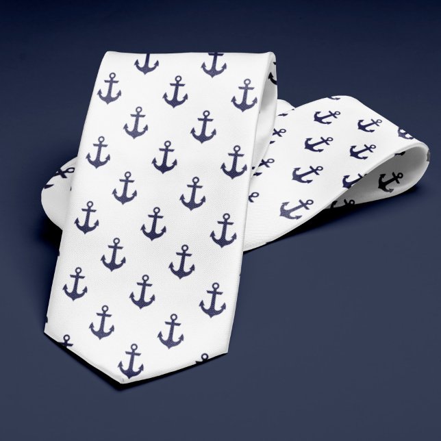 Blue and White Anchors Pattern Tie (Creator Uploaded)