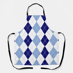 Blue and White Argyle Allover Apron