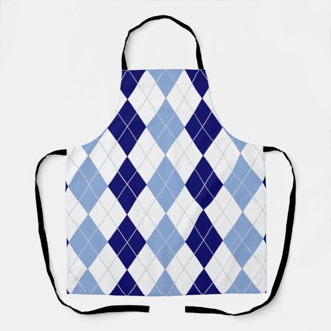 Blue and White Argyle Allover Apron (Front)
