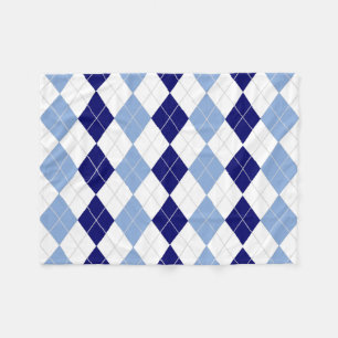Blue and White Argyle Fleece Blanket