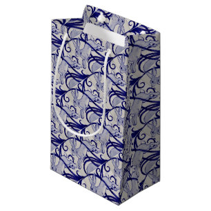 Blue and White Art Deco Rabbit Tile Gift Wrapping Small Gift Bag