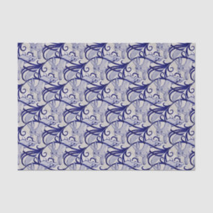 Blue and White Art Deco Rabbit Tile Gift Wrapping Tissue Paper