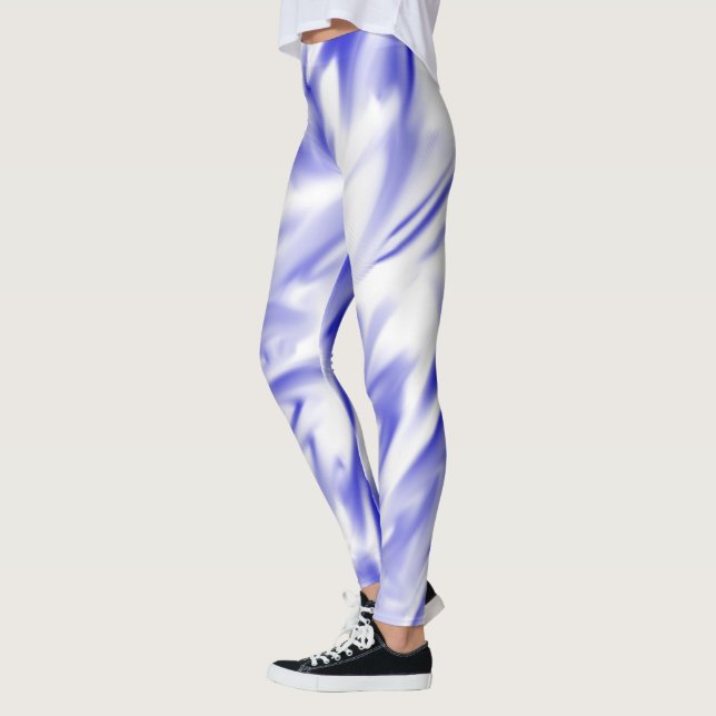 Blue and White Art Design Leggings (Left)