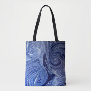 Blue and white artwork tote bag