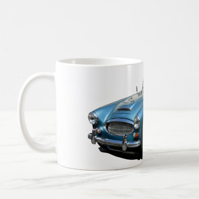 Blue and white Austin Healey 3000 Sports Car Coffee Mug (Left)