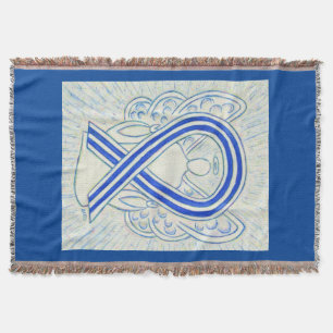 Blue and White Awareness Ribbon Angel Blanket