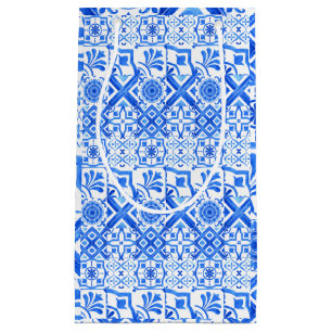 Blue and White Azulejo Spanish Azul Pattern  Small Gift Bag