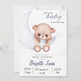 Blue and White Baby Shower Invitation