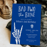 Blue and White Bad Two The Bone 2nd Birthday Party